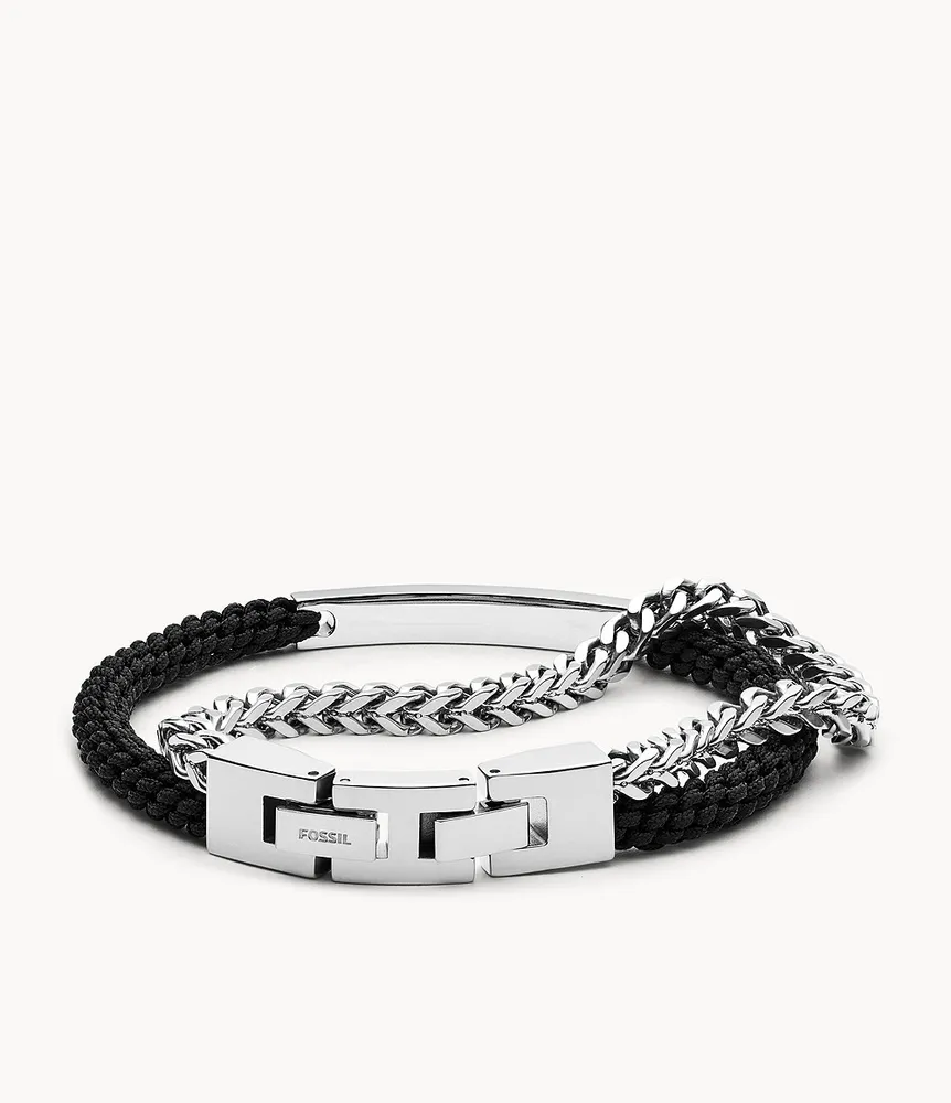 Ellis Black Nylon and Stainless Steel Double-Strand Bracelet
