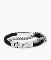 Ellis Black Nylon and Stainless Steel Double-Strand Bracelet