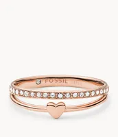 Sutton Hearts To You Rose Gold-Tone Stainless Steel Band Ring