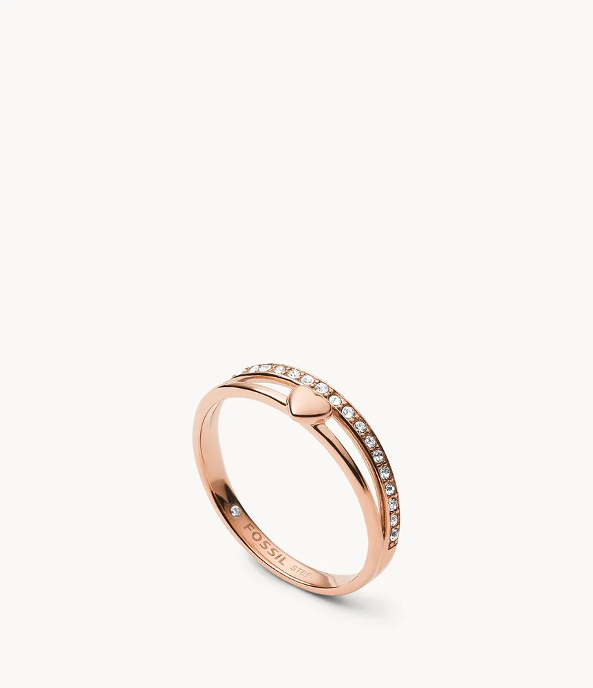 Sutton Hearts To You Rose Gold-Tone Stainless Steel Band Ring