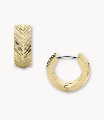 Harlow Linear Texture Gold-Tone Stainless Steel Huggie Hoop Earrings