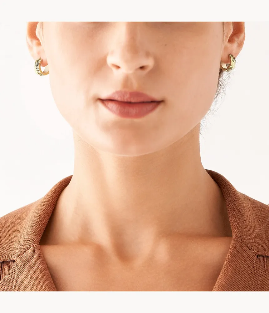 Harlow Linear Texture Gold-Tone Stainless Steel Huggie Hoop Earrings