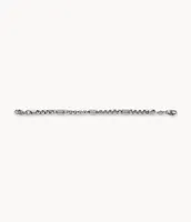Machine Knurled Texture Two-Tone Stainless Steel Chain Bracelet