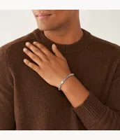 Machine Knurled Texture Two-Tone Stainless Steel Chain Bracelet