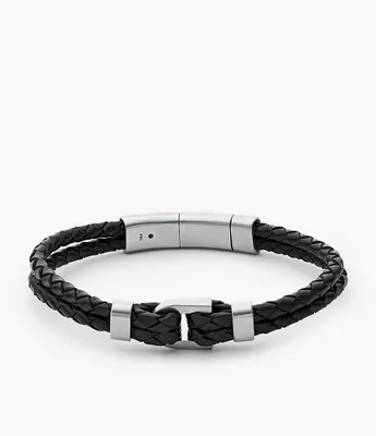 Heritage D-Link Black Leather Bracelet