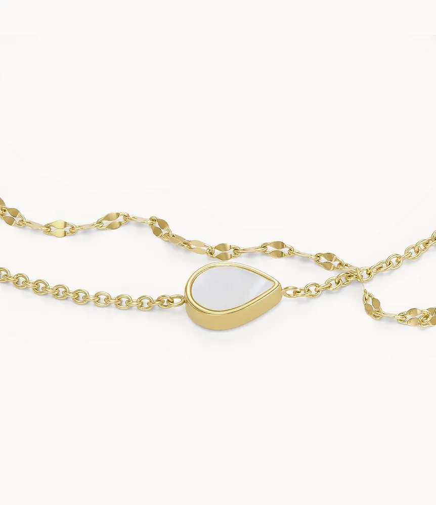 Merrit Teardrop White Mother-of-Pearl Chain Bracelet