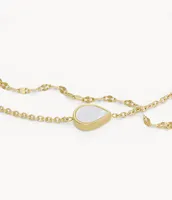 Merrit Teardrop White Mother-of-Pearl Chain Bracelet
