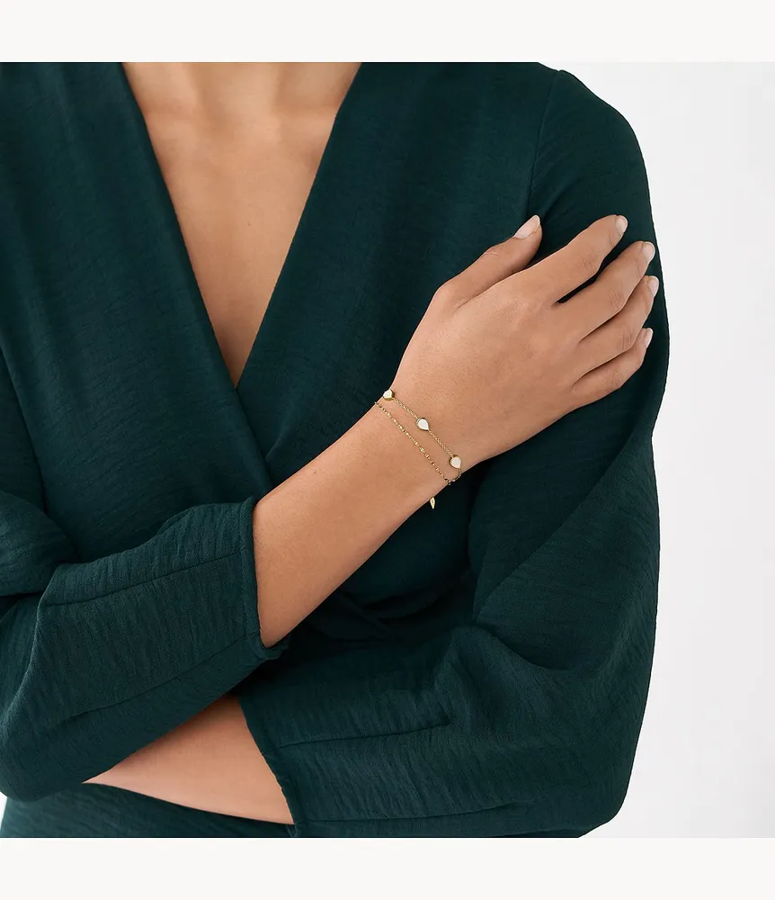 Merrit Teardrop White Mother-of-Pearl Chain Bracelet