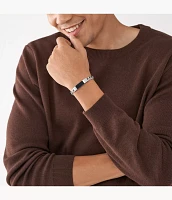 Machine Knurled Texture Stainless Steel Chain Bracelet