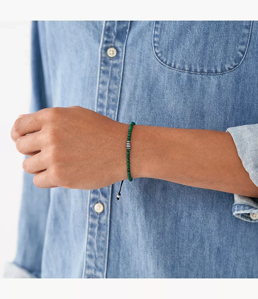 Everett Reconstituted Malachite Beaded Bracelet
