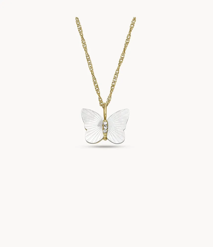Sutton Radiant Wings White Mother-of-Pearl Butterfly Chain Necklace