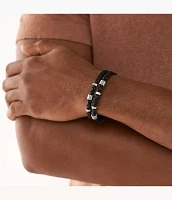 Bronson Leather Essentials Black Leather Strap Bracelet
