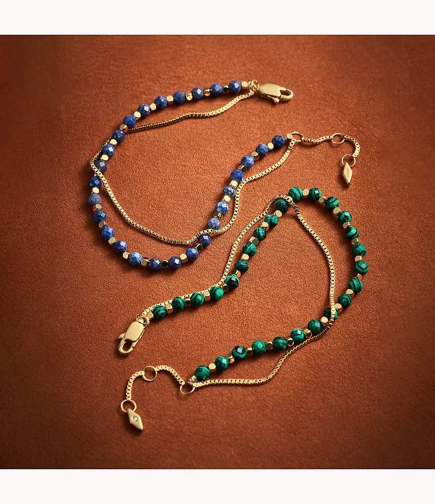 All Stacked Up Reconstituted Blue Lapis Beaded Bracelet