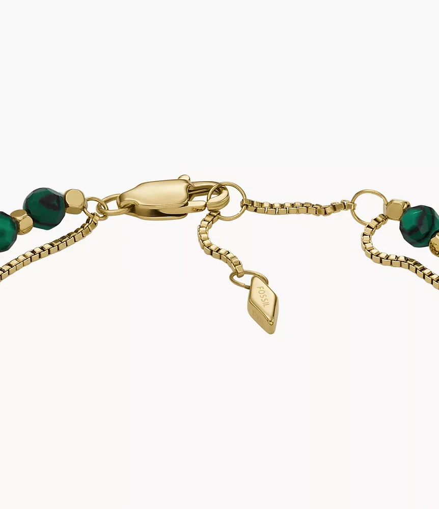 All Stacked Up Reconstituted Green Malachite Beaded Bracelet