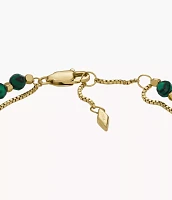 All Stacked Up Reconstituted Green Malachite Beaded Bracelet