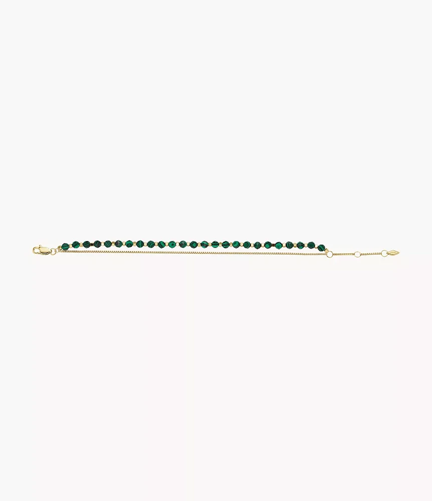 All Stacked Up Reconstituted Green Malachite Beaded Bracelet