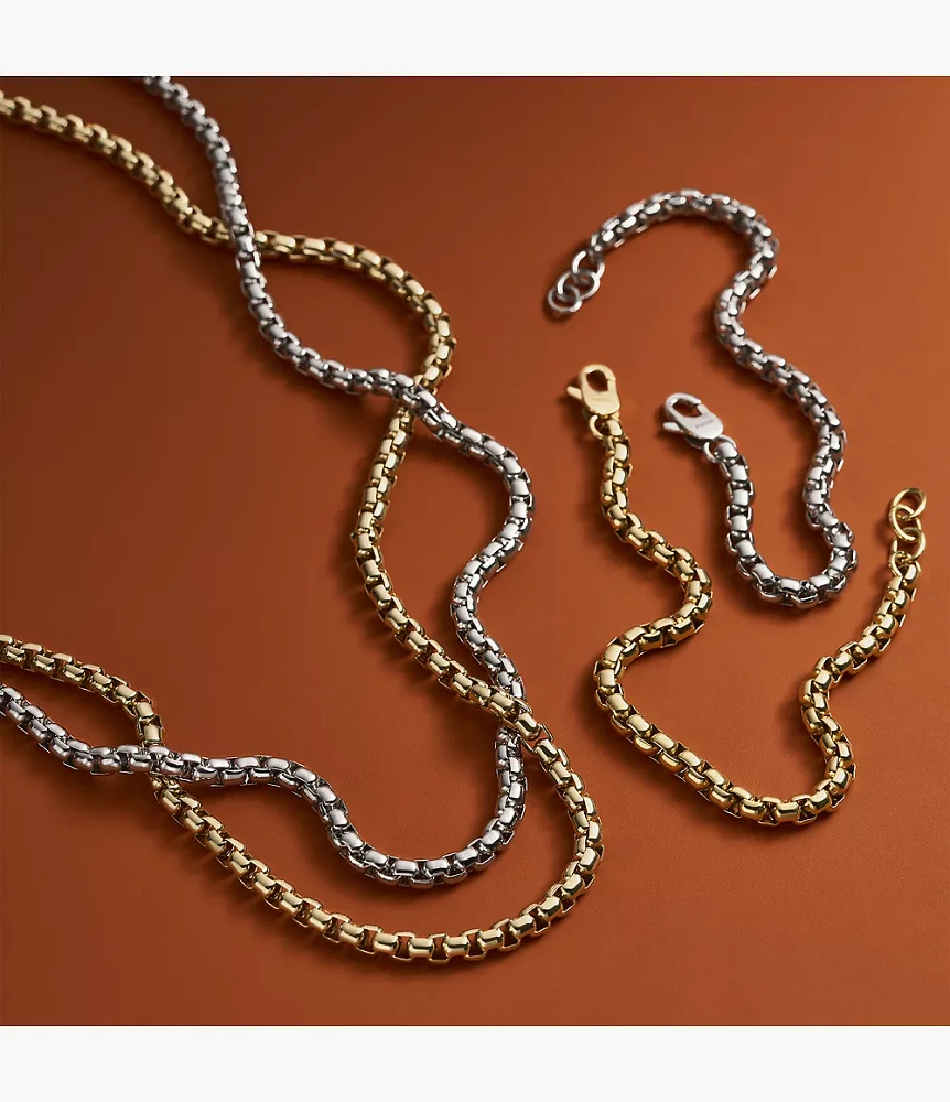 Ellis Core Chains Gold-Tone Stainless Steel Chain Bracelet