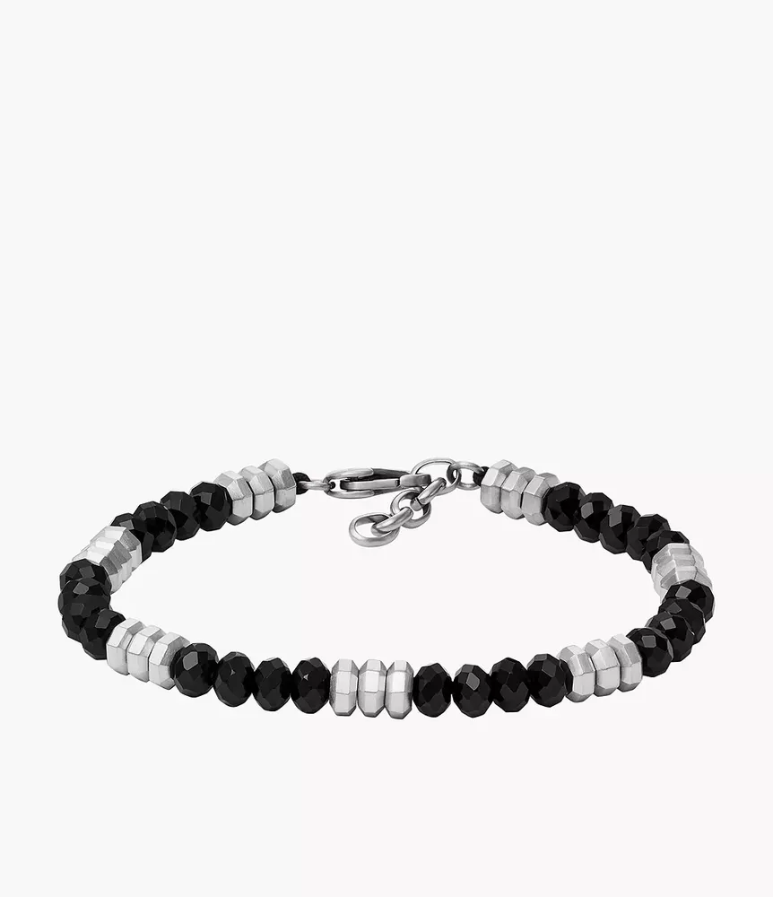 All Stacked Up Black Agate Beaded Bracelet