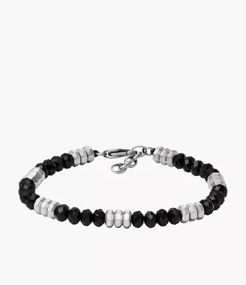 All Stacked Up Black Agate Beaded Bracelet
