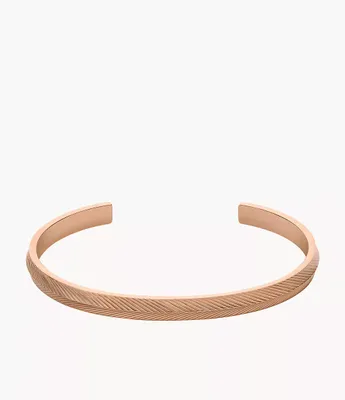 Harlow Linear Texture Rose Gold-Tone Stainless Steel Cuff Bracelet