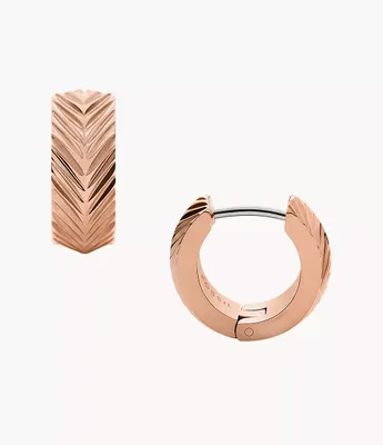 Harlow Linear Texture Rose Gold-Tone Stainless Steel Hoop Earrings
