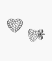 Sutton Glitz Heart Stainless Steel Stud Earrings