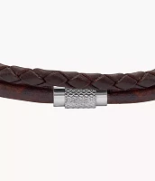 Machine Knurled Texture Brown Leather Multi-Strand Bracelet