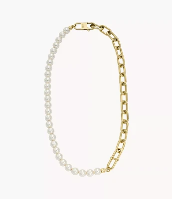 Heritage Pearl D-Link Gold-Tone Stainless Steel Chain Necklace