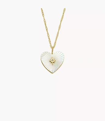Sutton Radiant Love Gold-Tone Mother-of-Pearl Stainless Steel Heart Pendant Necklace