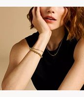 All Stacked Up Gold-Tone Stainless Steel Beaded Bracelet