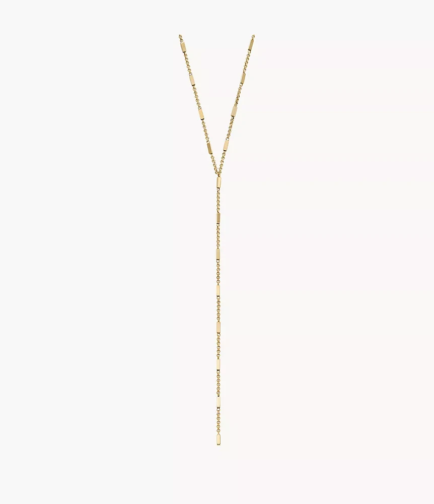 Ellis All Stacked Up Gold-Tone Stainless Steel Y-Neck Necklace