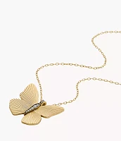 Sutton Butterfly Collection Gold-Tone Stainless Steel Pendant Necklace