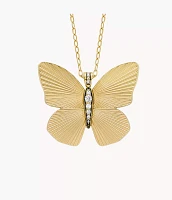 Sutton Butterfly Collection Gold-Tone Stainless Steel Pendant Necklace