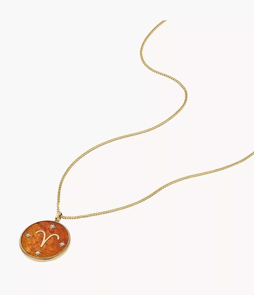 Aries Sutton Zodiac Gold-Tone Stainless Steel Red Carnelian Pendant Necklace