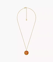 Aries Sutton Zodiac Gold-Tone Stainless Steel Red Carnelian Pendant Necklace