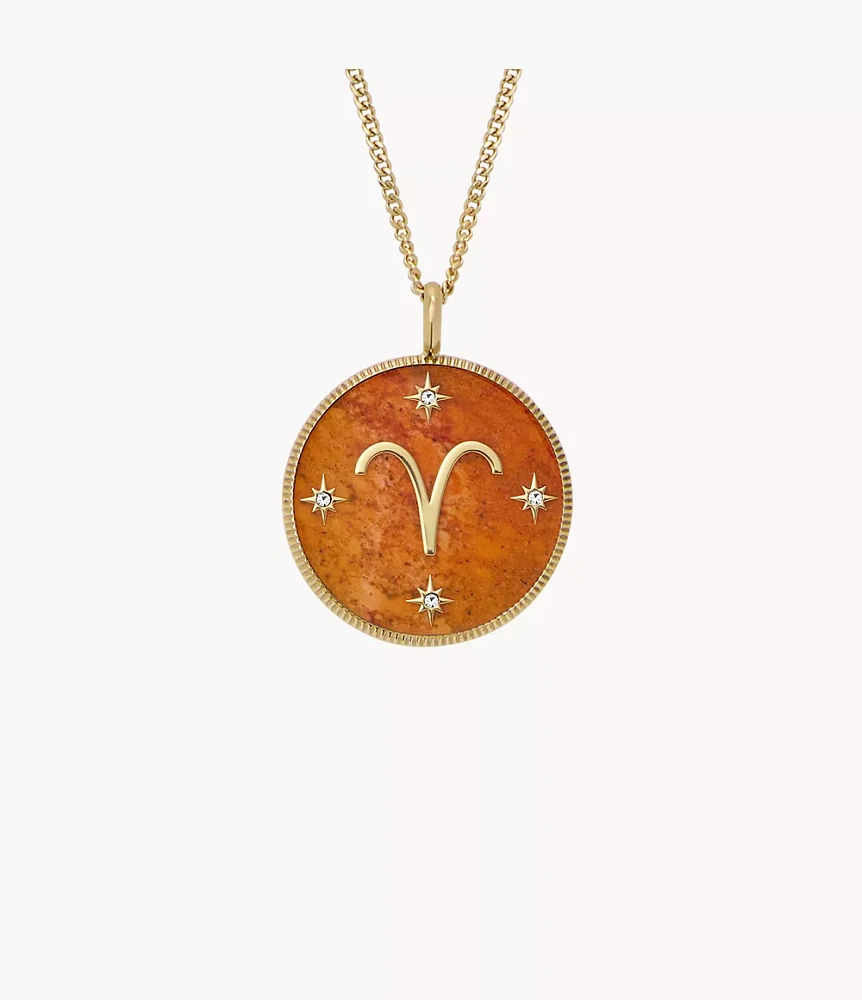 Aries Sutton Zodiac Gold-Tone Stainless Steel Red Carnelian Pendant Necklace