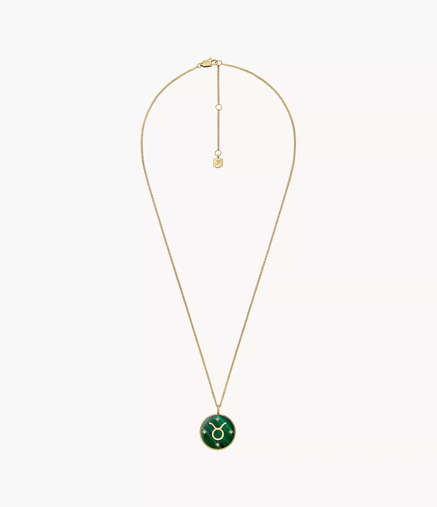 Taurus Sutton Zodiac Gold-Tone Stainless Steel Green Malachite Pendant Necklace