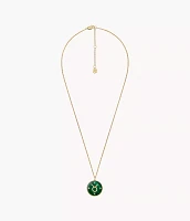 Taurus Sutton Zodiac Gold-Tone Stainless Steel Green Malachite Pendant Necklace