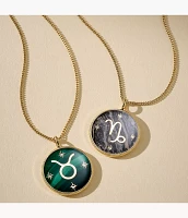 Taurus Sutton Zodiac Gold-Tone Stainless Steel Green Malachite Pendant Necklace