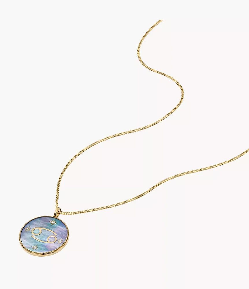 Cancer Sutton Zodiac Gold-Tone Stainless Steel Black Mother-of-Pearl Pendant Necklace