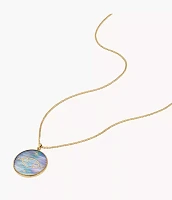 Cancer Sutton Zodiac Gold-Tone Stainless Steel Black Mother-of-Pearl Pendant Necklace