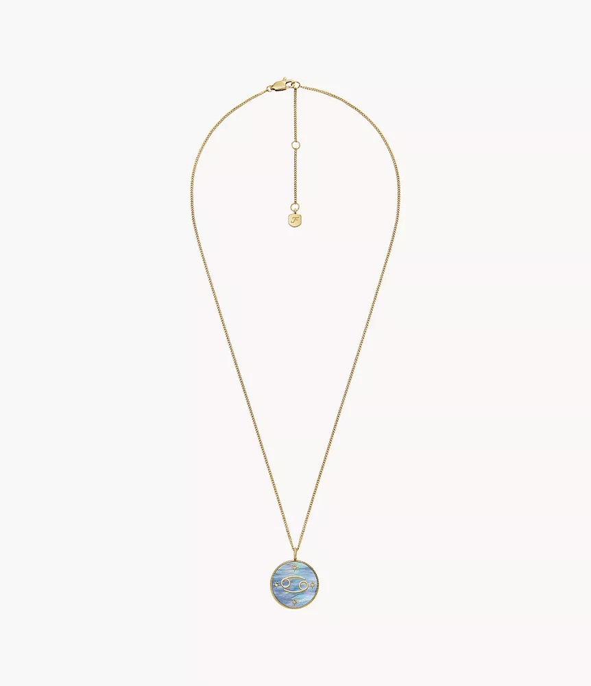 Cancer Sutton Zodiac Gold-Tone Stainless Steel Black Mother-of-Pearl Pendant Necklace