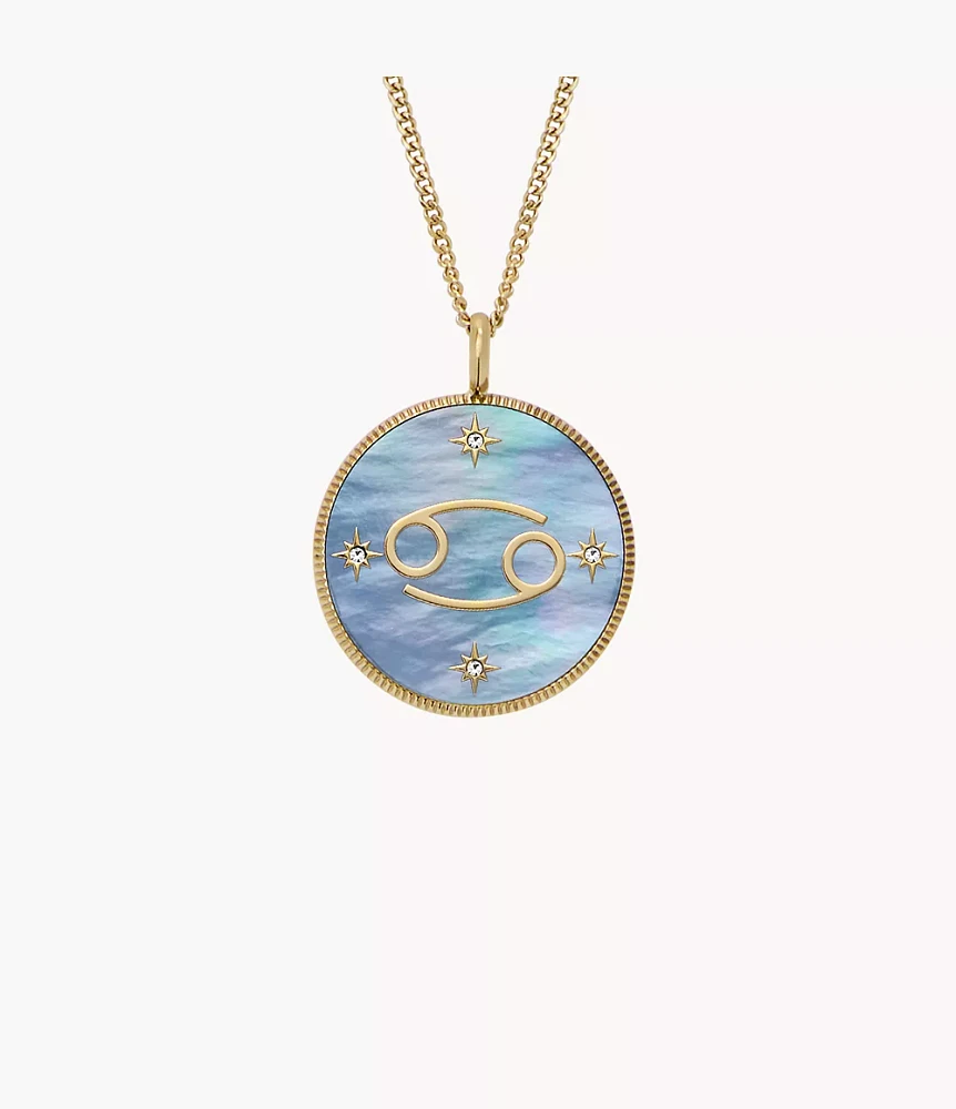 Cancer Sutton Zodiac Gold-Tone Stainless Steel Black Mother-of-Pearl Pendant Necklace