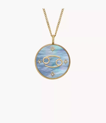 Cancer Sutton Zodiac Gold-Tone Stainless Steel Black Mother-of-Pearl Pendant Necklace