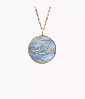 Cancer Sutton Zodiac Gold-Tone Stainless Steel Black Mother-of-Pearl Pendant Necklace