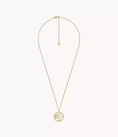 Leo Sutton Zodiac Gold-Tone Stainless Steel Gold Mother-of-Pearl Pendant Necklace