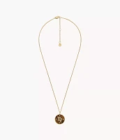 Virgo Sutton Zodiac Gold-Tone Stainless Steel Tiger's Eye Pendant Necklace