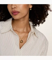 Virgo Sutton Zodiac Gold-Tone Stainless Steel Tiger's Eye Pendant Necklace