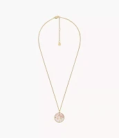 Libra Sutton Zodiac Gold-Tone Stainless Steel Pink Mother-of-Pearl Pendant Necklace