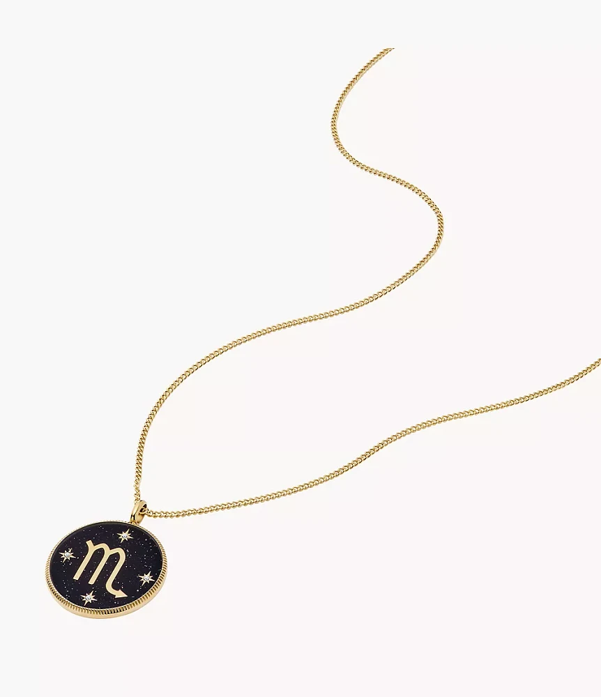 Scorpio Sutton Zodiac Gold-Tone Stainless Steel Black Sandstone Pendant Necklace